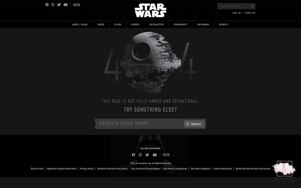 Pagina 404 Star Wars © Laura Pierobon - WordPress ❤︎ Web Design